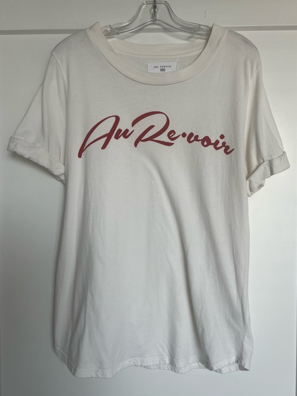 Sol Angeles Women's White Short Sleeve Au Revoir Graphic T-Shirt Size Large